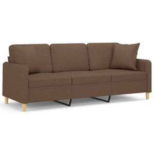 vidaXL Sof&aacute; de 3 plazas con cojines tela marr&oacute;n 180 cm