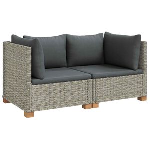 vidaXL 2 uds. Conjunto de Lounge de Rat&aacute;n con Cojines GENDT Gris Kubu