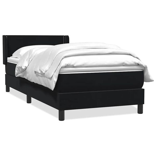 vidaXL Cama box spring con colch&oacute;n terciopelo negro 90x220 cm