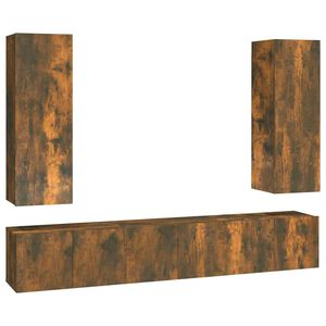 vidaXL Set de muebles de TV 5 pzas madera contrachapada roble ahumado