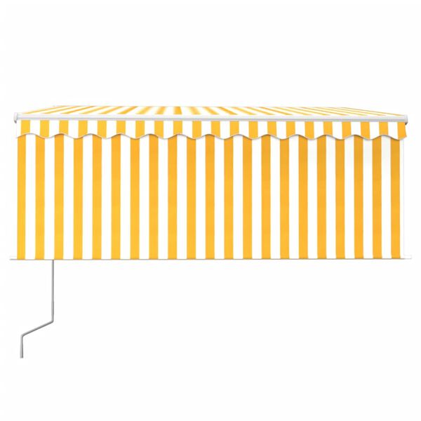 vidaXL Toldo automático retráctil con persiana amarillo blanco 3x2,5m