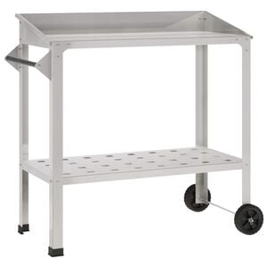 vidaXL Mesa de Trasplante con Ruedas 96 x 50 x 89 cm Acero inoxidable