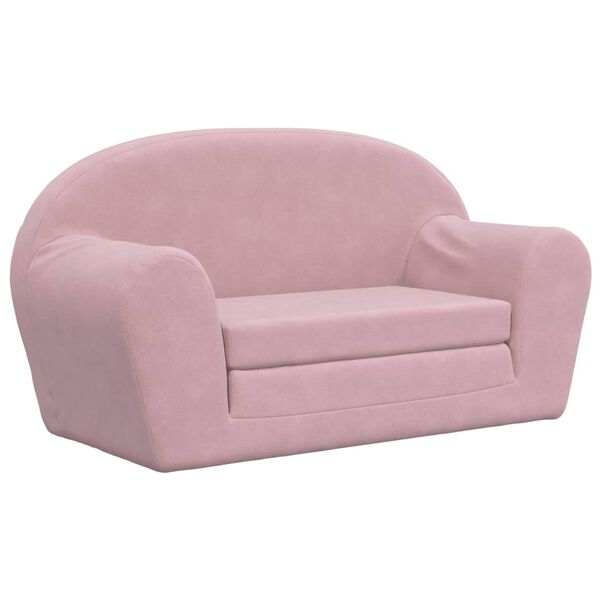 vidaXL Sof&aacute; cama infantil 2 plazas felpa suave rosa