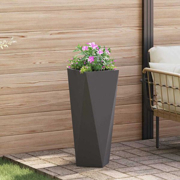 vidaXL Jardinera 2 pcs Negro 30 x 30 x 75 cm Acero