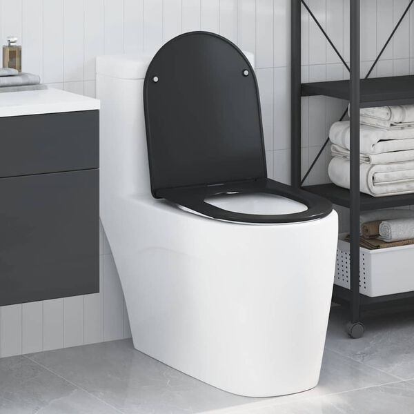 vidaXL Asiento de WC Negro 44 x 36,4 x 3,4 cm Duroplast