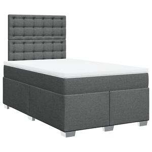 vidaXL Cama box spring con colch&oacute;n tela gris oscuro 120x200 cm