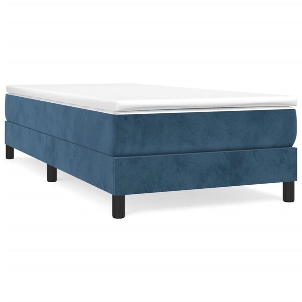 vidaXL Cama box spring con colch&oacute;n terciopelo azul oscuro 90x190 cm