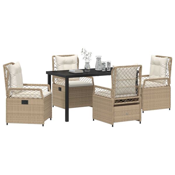 vidaXL Conjunto de Comedor de Jard&iacute;n 5 pcs Beige y crema