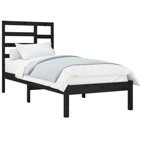 vidaXL Estructura de cama sin colchón madera maciza negro 100x200 cm