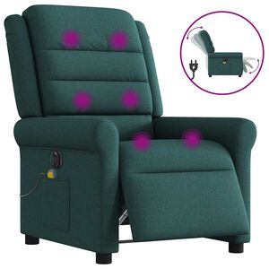 vidaXL Sill&oacute;n reclinable de masaje el&eacute;ctrico tela verde oscuro