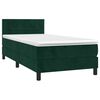 vidaXL Cama box spring colch&oacute;n y LED terciopelo verde oscuro 90x200 cm