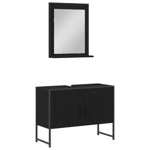 vidaXL Juego de muebles de ba&ntilde;o 2 uds. Negro Madera de ingenier&iacute;a