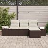 vidaXL Conjunto de sof&aacute; de jard&iacute;n 4 pcs Marr&oacute;n y crema rat&aacute;n sint&eacute;tico