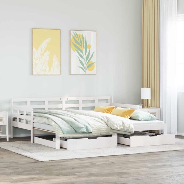 vidaXL Sofá cama nido con cajones sin colchón blanco 80x200 cm