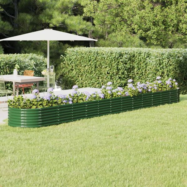 vidaXL Jardinera arriate acero galvanizado verde 512x80x36 cm