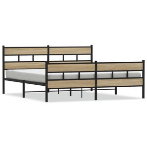 vidaXL Estructura de cama sin colch&oacute;n metal roble Sonoma 183x213 cm