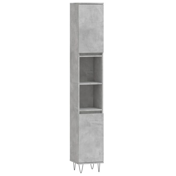 vidaXL Armario de baño madera contrachapada gris hormigón 30x30x190 cm