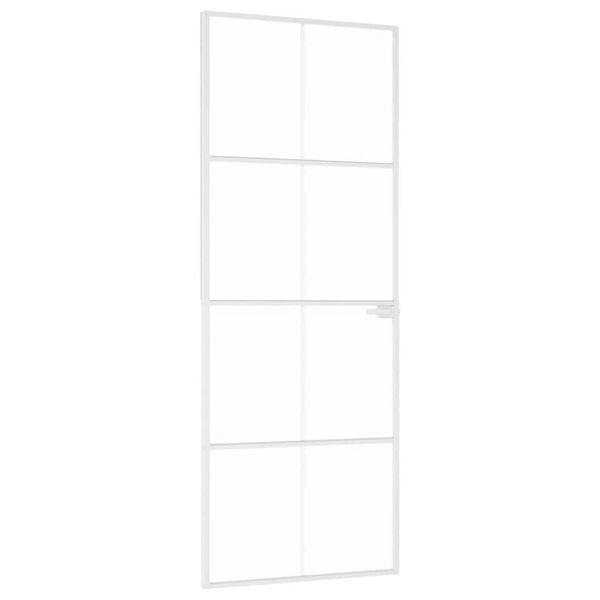 vidaXL Puerta de interior vidrio templado y aluminio blanco 76x201,5cm