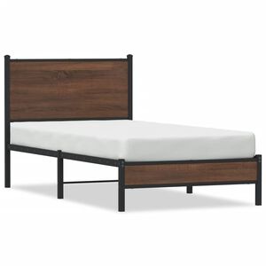 vidaXL Estructura de cama sin colch&oacute;n metal marr&oacute;n roble 75x190 cm
