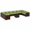 vidaXL Set de muebles de jard&iacute;n 11 pzas cojines rat&aacute;n sint&eacute;tico marr&oacute;n