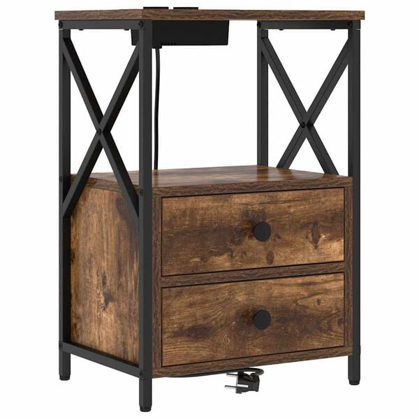 vidaXL Armario de Noche con caj&oacute;n Roble ahumado 40 x 31 x 60 cm