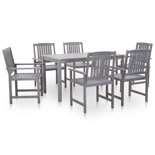 vidaXL Set comedor jardín 7 pzas madera maciza acacia gris deslavado