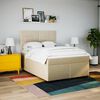 vidaXL Cama box spring con colch&oacute;n tela color crema 160x200 cm
