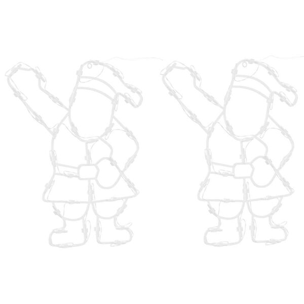 vidaXL Luces de Navidad Santa Silueta 2 piezas 35 LEDs blanco c&aacute;lido