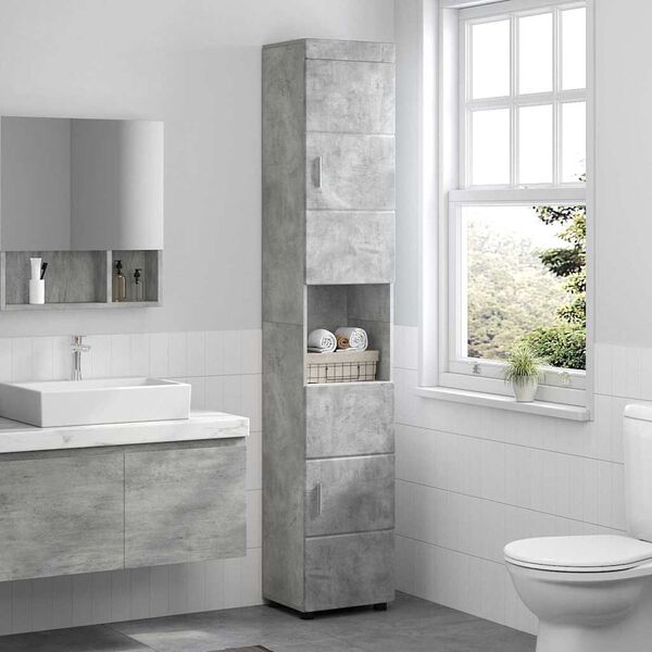 vidaXL Juego de Muebles de Ba&ntilde;o TULUM Gris Concreto 37 x 31,5 x 203 cm