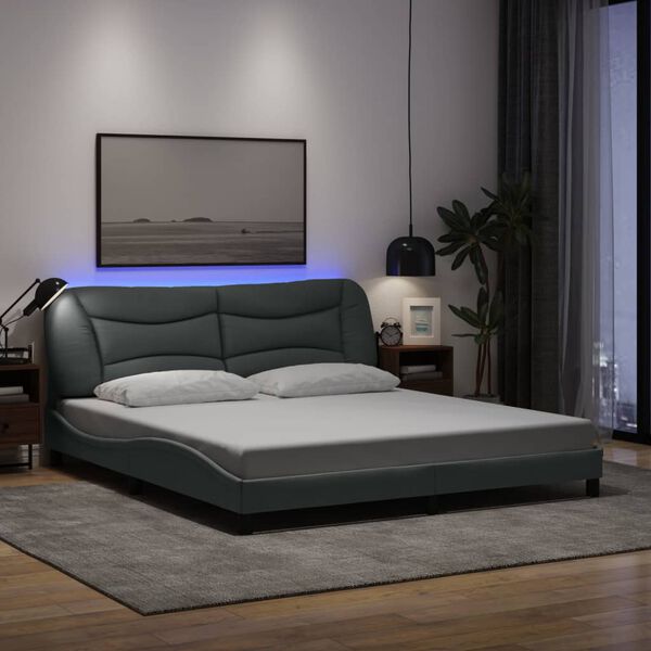 vidaXL Estructura de cama con LED sin colchón Hvar gris claro 180x200 cm