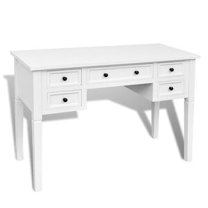 vidaXL Escritorio con 5 cajones blanco