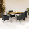 vidaXL Set de comedor jard&iacute;n 5 pzas con cojines rat&aacute;n PE acacia negro