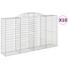 vidaXL Cestas gaviones 10 uds forma de arco hierro 300x50x160/180 cm