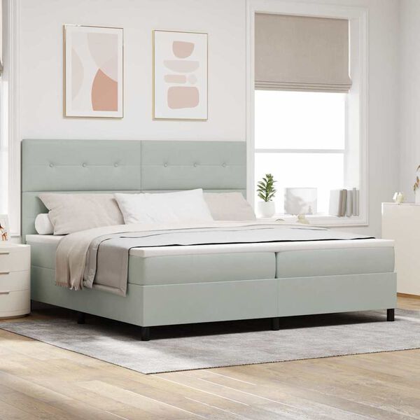 vidaXL Cama tipo Box Spring Gris Claro 200 x 200 cm Terciopelo