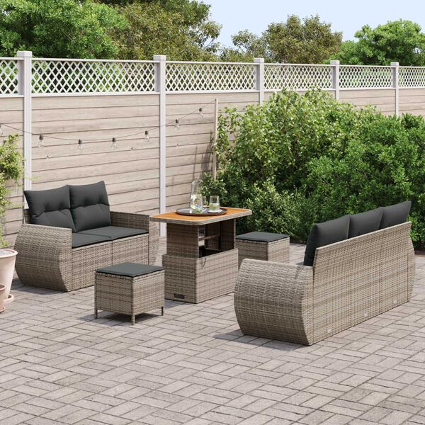 vidaXL Conjunto de sof&aacute;s de jard&iacute;n 8 pcs Gris rat&aacute;n sint&eacute;tico