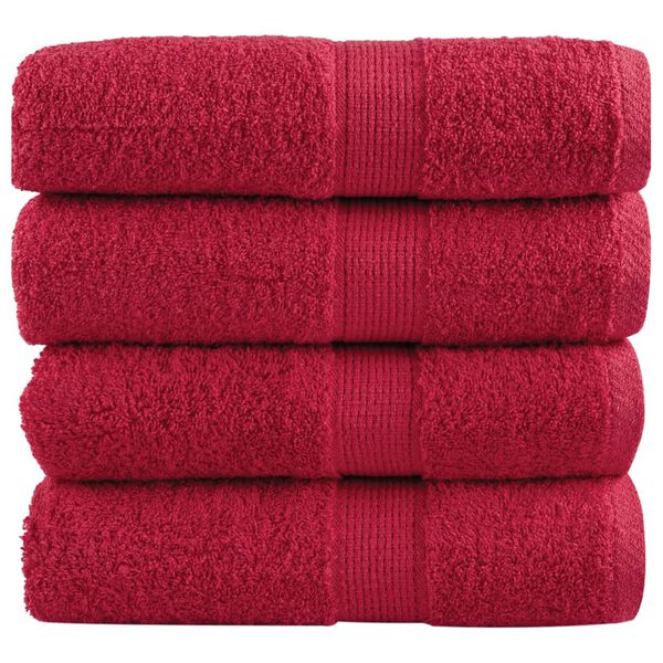 vidaXL Toallas de mano premium SOLUND 4 unidades, color rojo, 30 x 30 cm, 600 g/m&sup2;