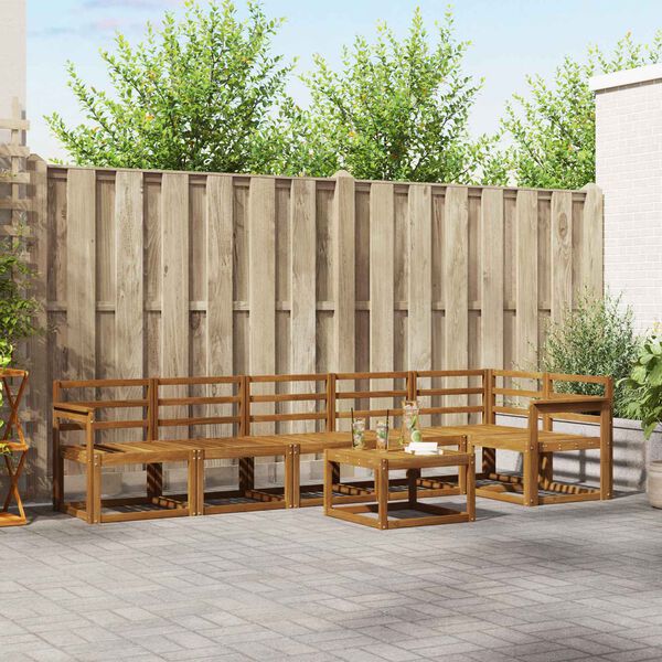 vidaXL Conjunto de sof&aacute;s de exterior 7 pcs Natural