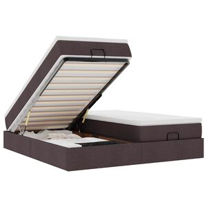 vidaXL Estructura cama otomana colchones tela marr&oacute;n oscuro 200x200cm