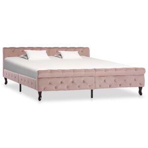 vidaXL Estructura de cama sin colch&oacute;n terciopelo rosa 180x200 cm