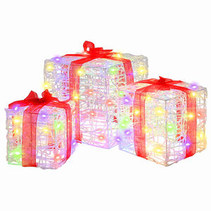 vidaXL Caja de Regalo 3 uds. Multicolor 20 x 20 x 20 cm Acr&iacute;lico