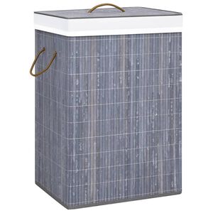 vidaXL Cesta para la ropa sucia de bamb&uacute; de una secci&oacute;n gris