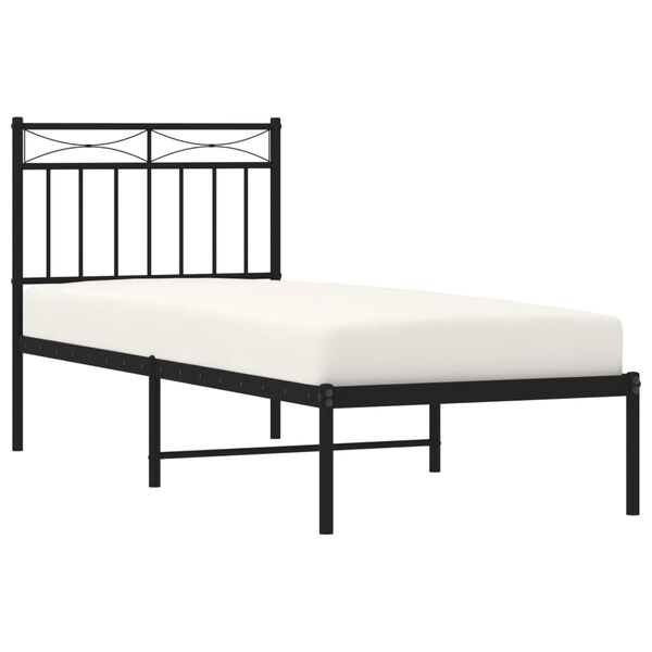 vidaXL Estructura cama sin colchón con cabecero metal negro 75x190 cm
