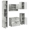 vidaXL Juego de muebles de ba&ntilde;o con caj&oacute;n 5 pcs Gris Concreto