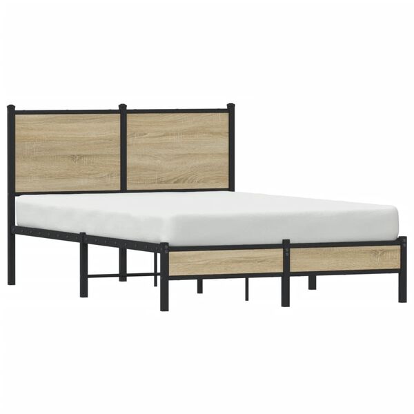 vidaXL Estructura de cama sin colch&oacute;n metal roble Sonoma 120x190 cm