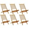 vidaXL Sillas plegables, 6 unidades, color beige, madera maciza de acacia.