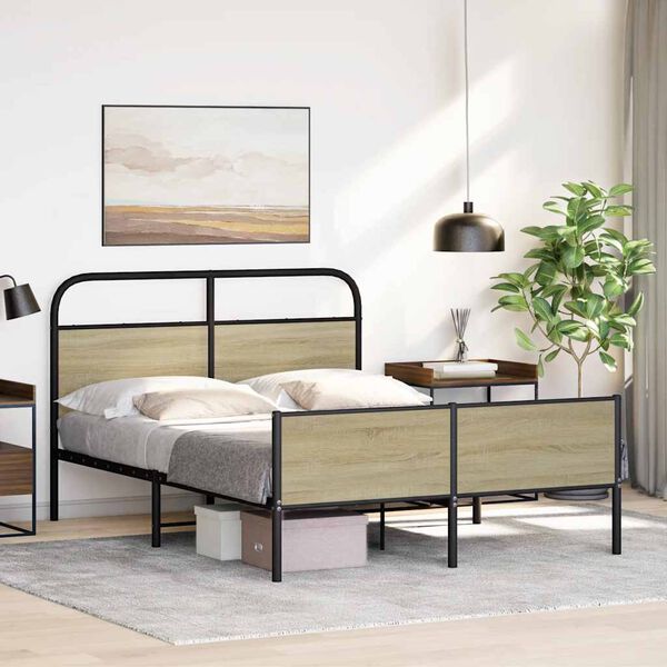 vidaXL Estructura de cama sin colch&oacute;n 120x190 cm madera roble Sonoma