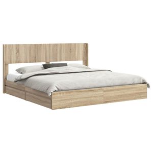 vidaXL Estructura de cama con almacenamiento y cabecero Roble Sonoma