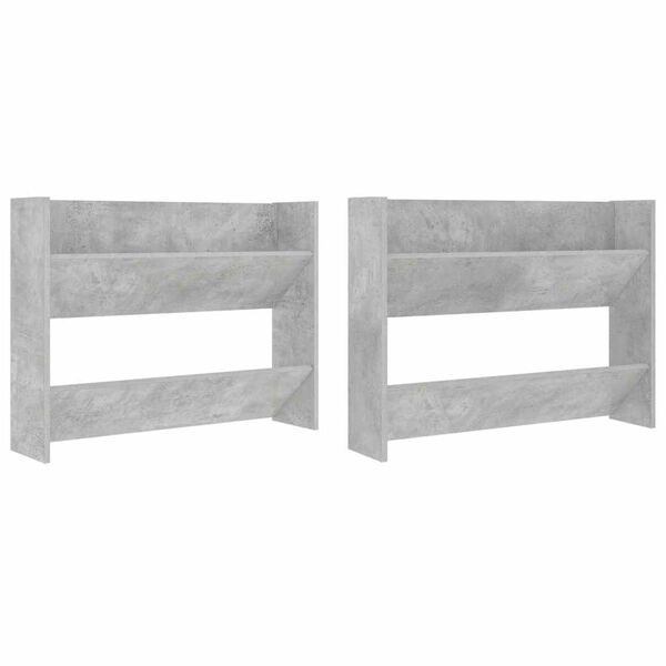 vidaXL Zapateros de pared 2 uds contrachapada gris hormig&oacute;n 80x18x60cm