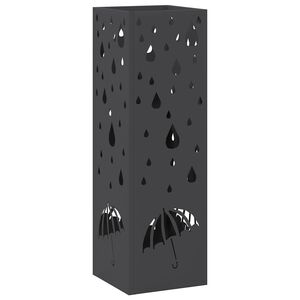 vidaXL Soporte para Paraguas de Lluvia Negro 15,5 x 15,5 x 49 cm Acero