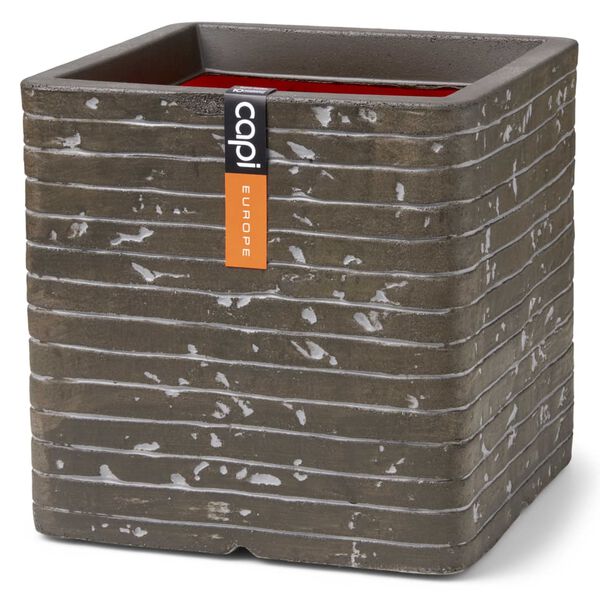 Capi Macetero Nature Row cuadrado verde oliva 30x30x30 cm